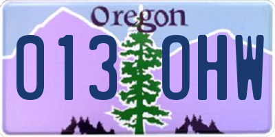 OR license plate 013OHW
