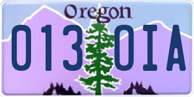 OR license plate 013OIA