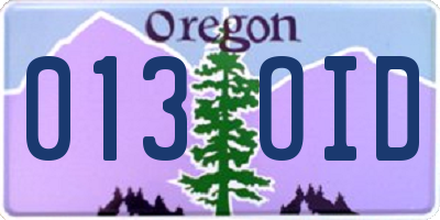 OR license plate 013OID