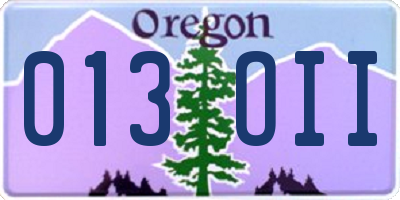 OR license plate 013OII