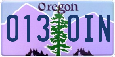 OR license plate 013OIN