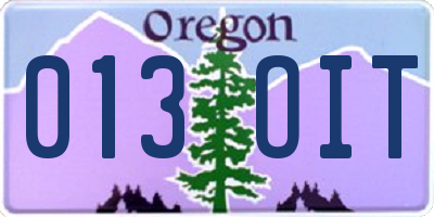 OR license plate 013OIT