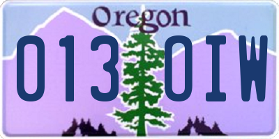 OR license plate 013OIW