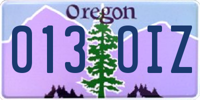 OR license plate 013OIZ