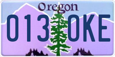 OR license plate 013OKE