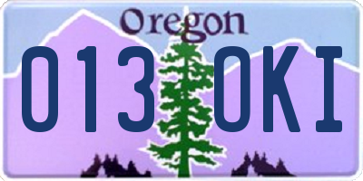 OR license plate 013OKI