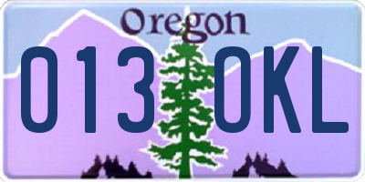 OR license plate 013OKL