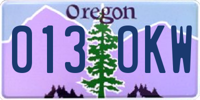 OR license plate 013OKW