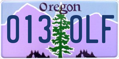 OR license plate 013OLF