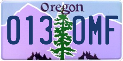 OR license plate 013OMF