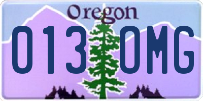 OR license plate 013OMG