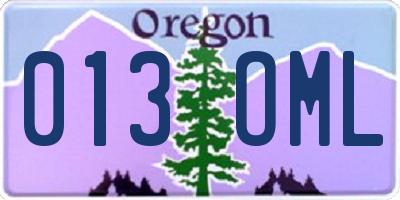 OR license plate 013OML
