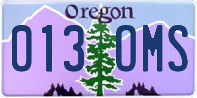 OR license plate 013OMS