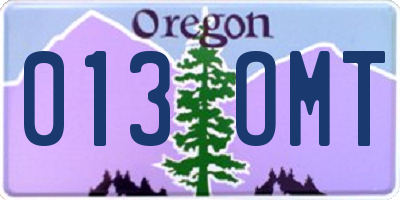OR license plate 013OMT
