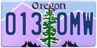 OR license plate 013OMW