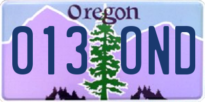 OR license plate 013OND