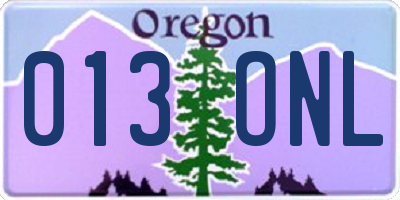 OR license plate 013ONL