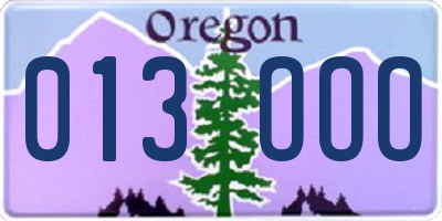 OR license plate 013OOO