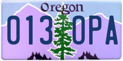 OR license plate 013OPA