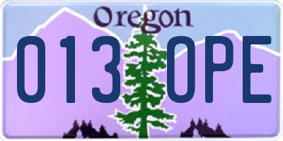 OR license plate 013OPE