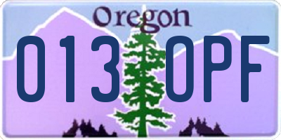 OR license plate 013OPF