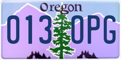 OR license plate 013OPG