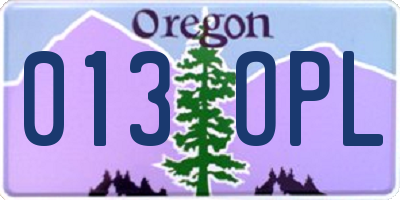 OR license plate 013OPL