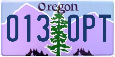 OR license plate 013OPT
