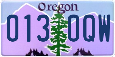 OR license plate 013OQW