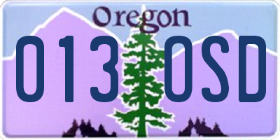 OR license plate 013OSD