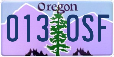 OR license plate 013OSF