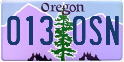 OR license plate 013OSN
