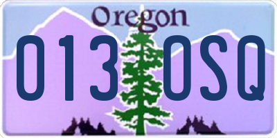 OR license plate 013OSQ