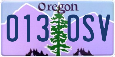 OR license plate 013OSV