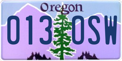 OR license plate 013OSW
