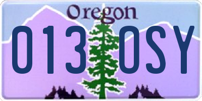 OR license plate 013OSY