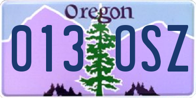 OR license plate 013OSZ