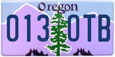 OR license plate 013OTB