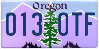 OR license plate 013OTF