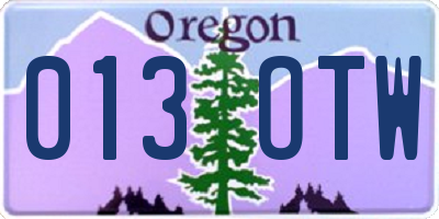 OR license plate 013OTW
