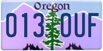 OR license plate 013OUF