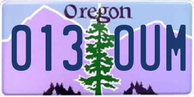 OR license plate 013OUM