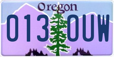 OR license plate 013OUW