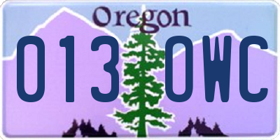 OR license plate 013OWC