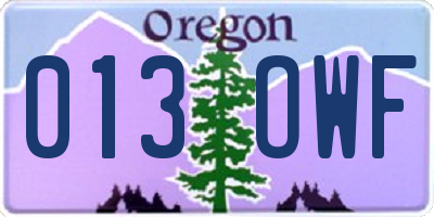 OR license plate 013OWF