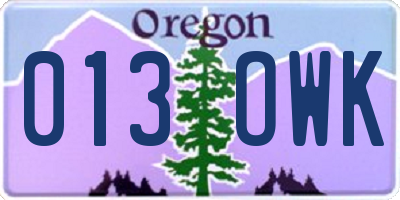 OR license plate 013OWK