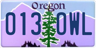 OR license plate 013OWL