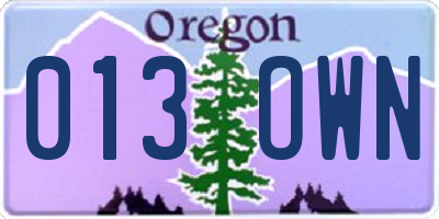 OR license plate 013OWN