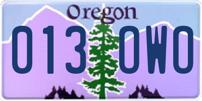 OR license plate 013OWO