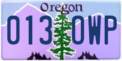 OR license plate 013OWP